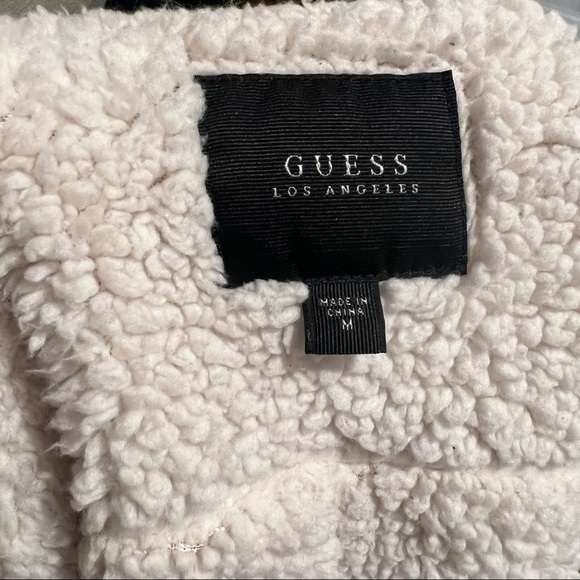 Guess Gray Open Front Sweater Bailey Fleece Trim Jacket - Picture 7 of 7